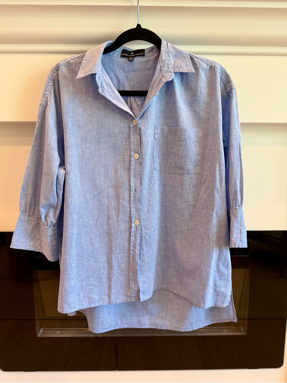 Pomander Place Light Blue Women's Button-Down Shirt